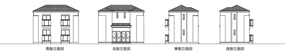 内階段 4世帯タイプの立面図