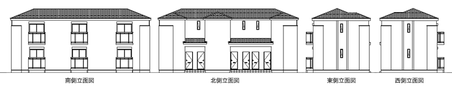内階段 6世帯タイプの立面図