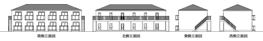外階段 12世帯タイプの立面図